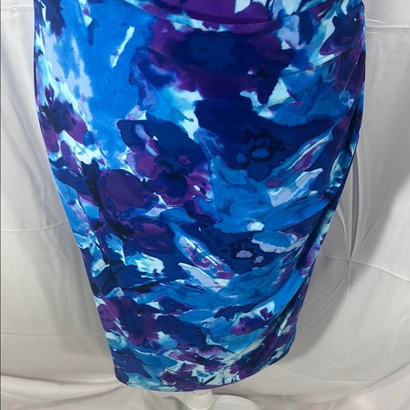 Lauren Ralph Lauren Blue Sheath Midi Dress V-Neck Sleeveless Size 10 - Picture 4 of 8